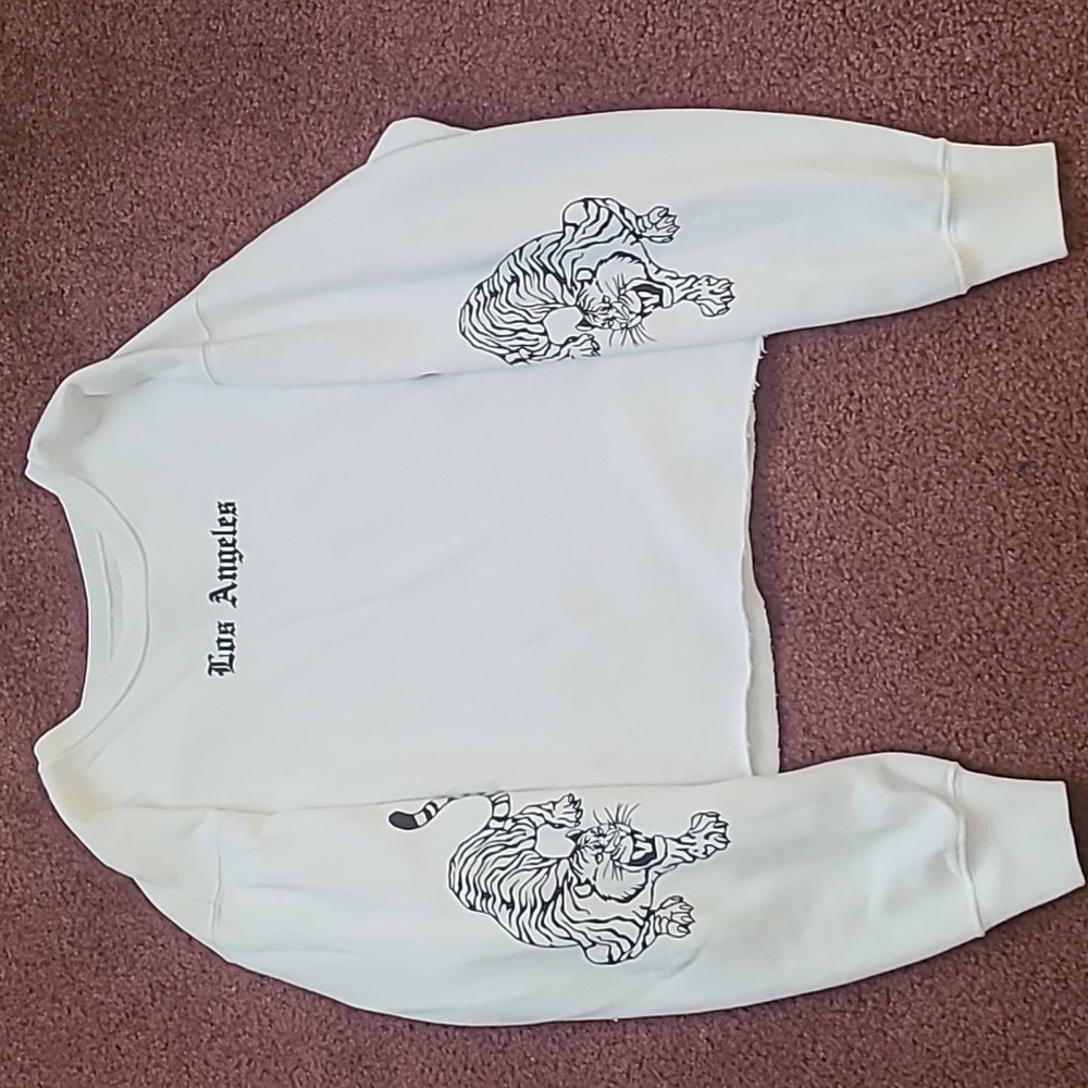 Hollister- white crop sweatshirt- size Large